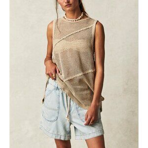 Free People Tan Mesh Tank Top